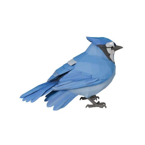 Low Poly Blue Jay 3D Model - Unity Game Asset with FBX | PBR