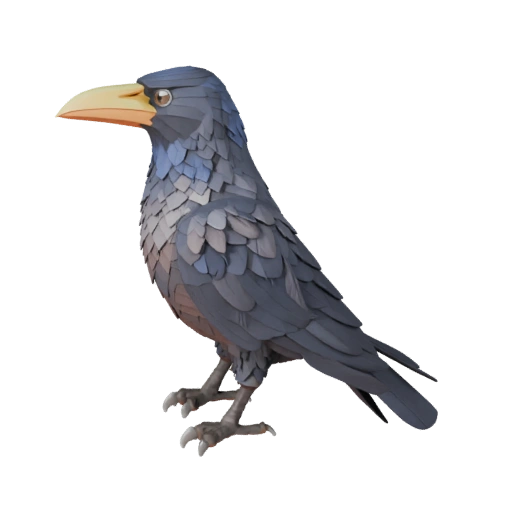 Low Poly Raven 3D Model - Unity Game Asset with FBX | Royalty-Free