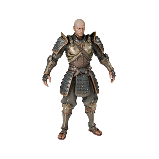 Realistic Armored Samurai Character Model - Rigged