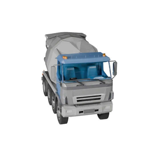 Low Poly Zementmischer-LKW 3D-Modell für Unity & Unreal