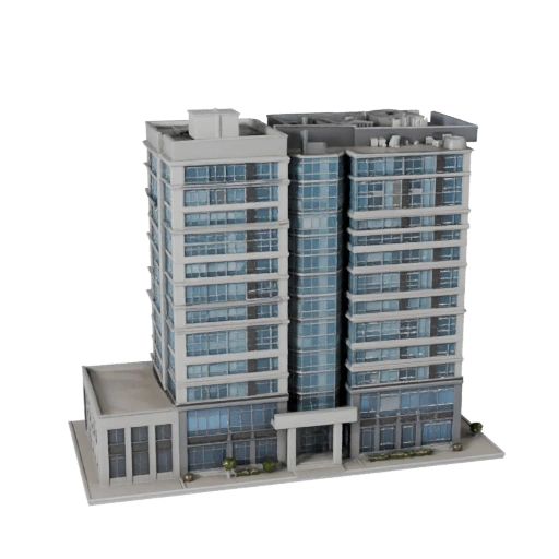 Modelo 3D de Edifício de Escritórios Baixo - Ativo Realista de Archviz