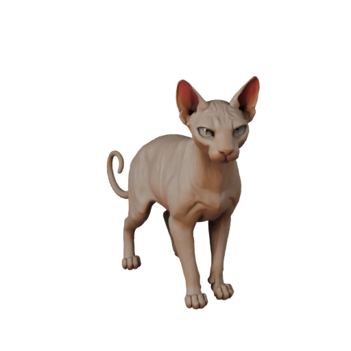 Modelo 3D de Gato Sphynx de Alto Poligonagem - Ativo STL Detalhado para Impressão
