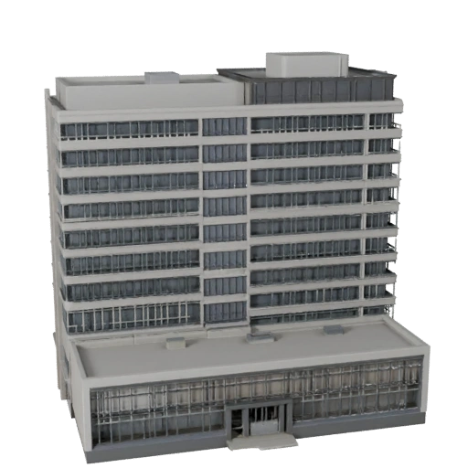 Prédio de Escritório Baixo Imprimível STL Modelo 3D - Asset de Escala
