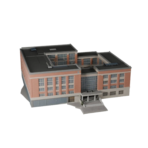 Modello 3D di Edificio Scolastico Stilizzato - Asset di Gioco per Architettura