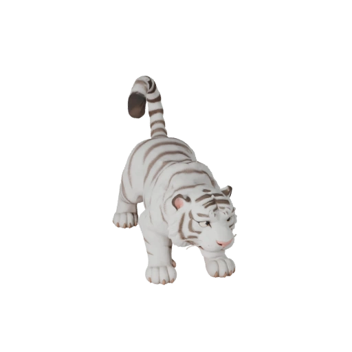 Мультяшный белый тигр 3D модель - Стилизованный ассет для анимации