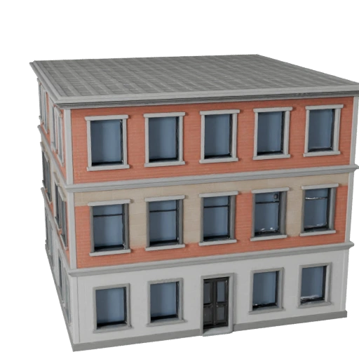 Modular Street Facade Kit 3D Model - Realistic Archviz Asset
