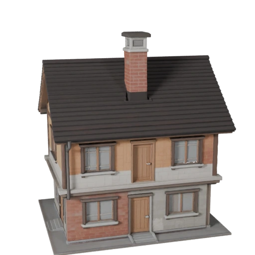 Стилизованный крошечный дом 3D модель - Игровой ассет для архитектуры