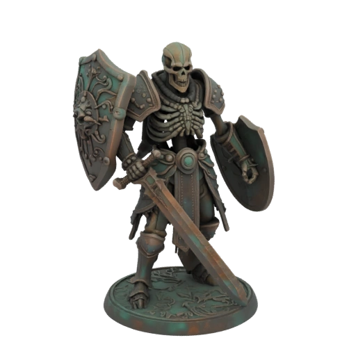 Miniatura STL de Guerreiro Esqueleto de Fantasia Sombria - Marchando