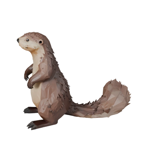 Modelo 3D de Lontra Marinha Baixo Poli - Asset de Jogo para Unity com FBX | PBR