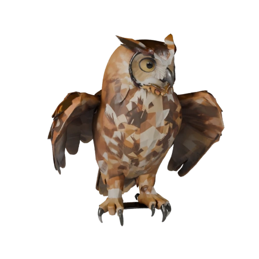 Low Poly Great Horned Owl 3D Model - Unity Game Asset with FBX