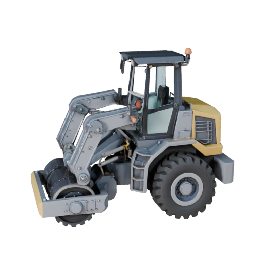 Low Poly Road Roller 3D Model for Unity & Unreal Games