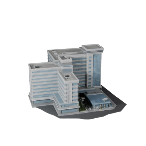 Prédio Hospitalar de Alto Poligonagem 3D para Archviz de Arquitetura