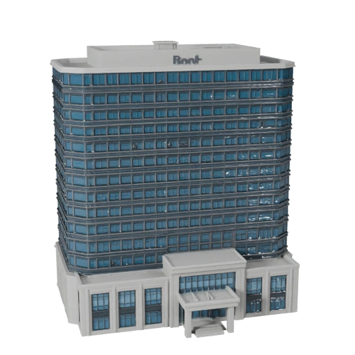 Bâtiment de siège social de banque low poly 3D pour jeux et RV