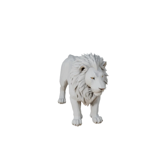 Low Poly White Lion 3D Model - Unity Game Asset with FBX | PBR