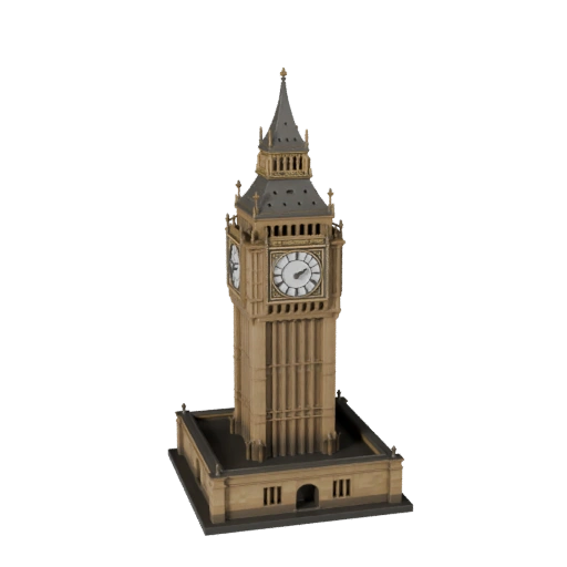 Modelo 3D Estilizado do Big Ben - Asset de Jogo para Arquitetura