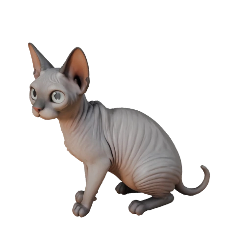 Modelo 3D de Gato Sphynx de Desenho Animado - Asset Estilizado para Animação