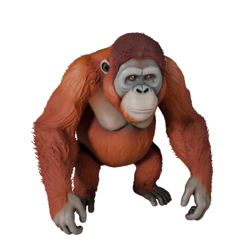 Modelo 3D de Orangután de Alto Poligonaje - Recurso STL Detallado para Impresión