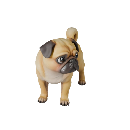 Modelo 3D de Cão Pug de Desenho Animado - Asset Estilizado para Animação | PBR