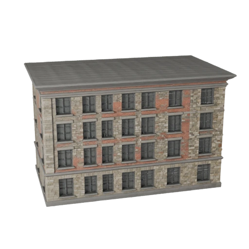 Modelo 3D de Fachada de Pedra para Unity - Ativo de Jogo para Arquitetura