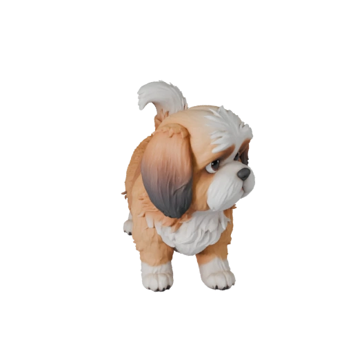 Modelo 3D de Cão Shih Tzu de Desenho Animado - Ativo Estilizado para Animação