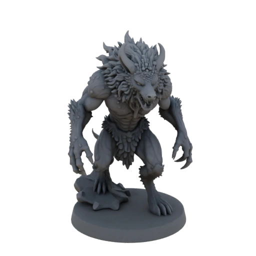 Miniatura STL de Inimigo Lobisomem Espinhoso de Fantasia Sombria
