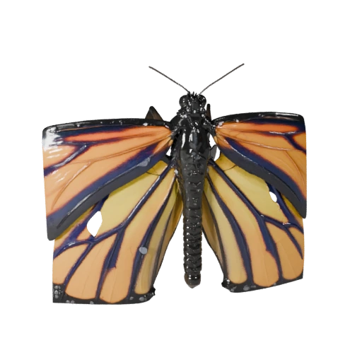 Realistic Monarch Butterfly 3D Model - Rigged PBR Asset for Games