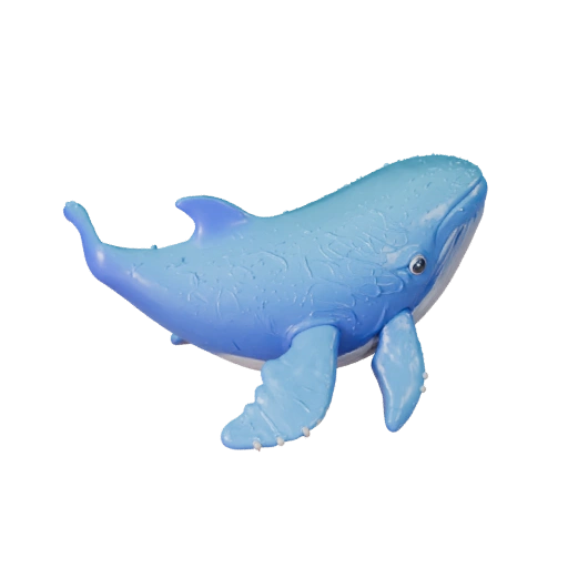 Cartoon Blauwal 3D-Modell - Stilisierte Ressource für Animation