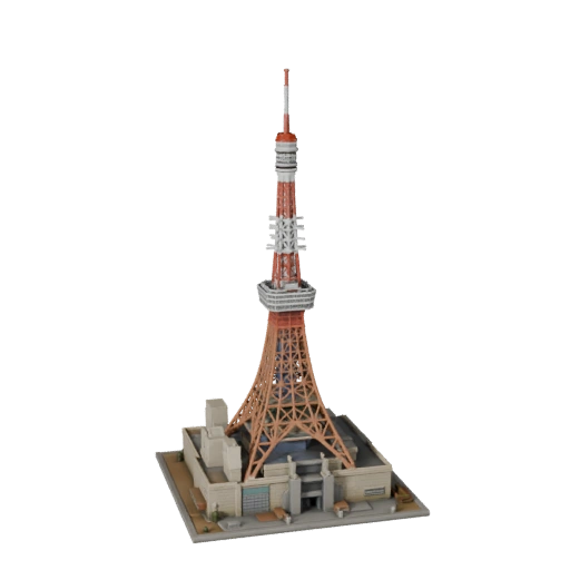 Стилизованная 3D модель Токийской башни - игровой ресурс для архитектуры