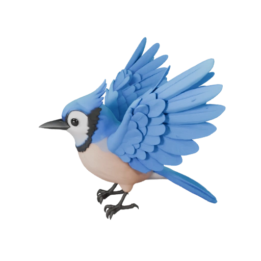 Cartoon Blue Jay 3D Model - Stylized Asset for Animation | PBR