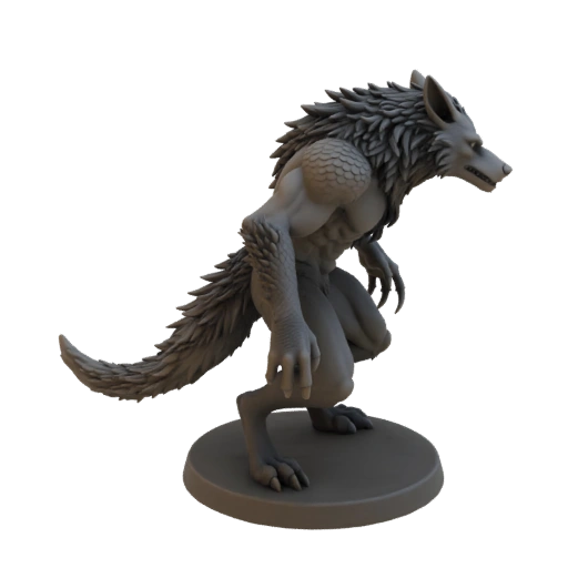 Miniatura STL de Inimigo Lobisomem de Fantasia Sombria
