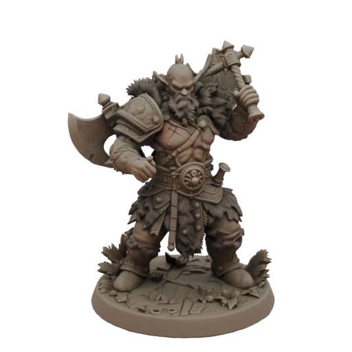 Fantasy Dwarf Barbarian Miniature STL - Stealth