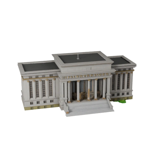 Printable Town Hall STL 3D Model - Scale Asset for Scale Mockups
