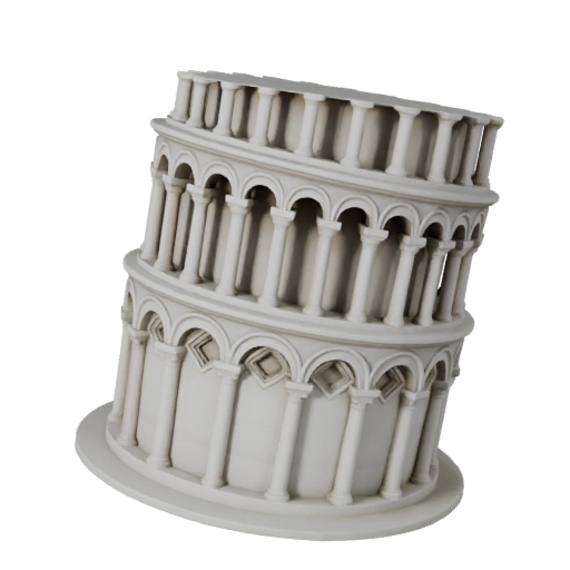 Стилизованная Пизанская башня 3D модель - Игровой ассет