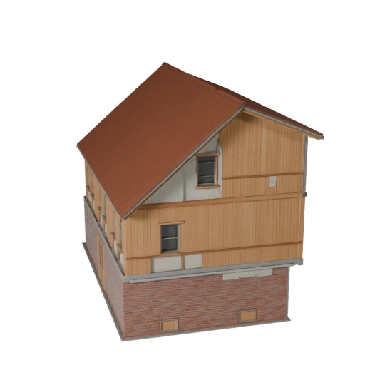 Maison préfabriquée stylisée Modèle 3D - Asset de jeu pour l'architecture