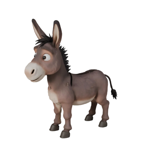 Modelo 3D de Burro Desenho Animado - Asset Estilizado para Animação | PBR
