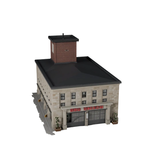 Fire Station 3D Model for Blender - Render Asset for Architecture