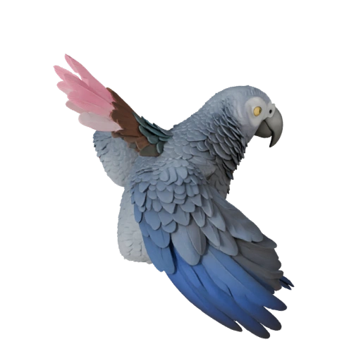 Modelo 3D Papagaio-cinzento-africano para Blender - Asset PBR com Texturas