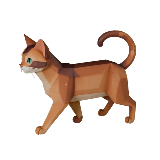 Low Poly Abyssinian Cat 3D Model - Unity Game Asset with FBX