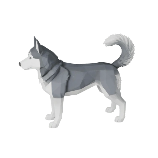 Low Poly Siberian Husky Dog 3D Model - Unity Game Asset with FBX