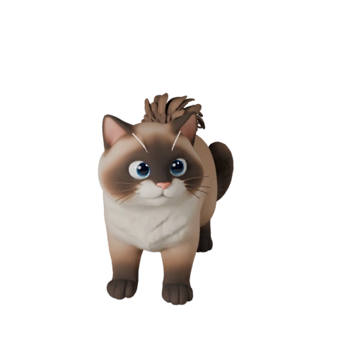Modelo 3D de Gato Birmano de Caricatura - Activo Estilizado para Animación