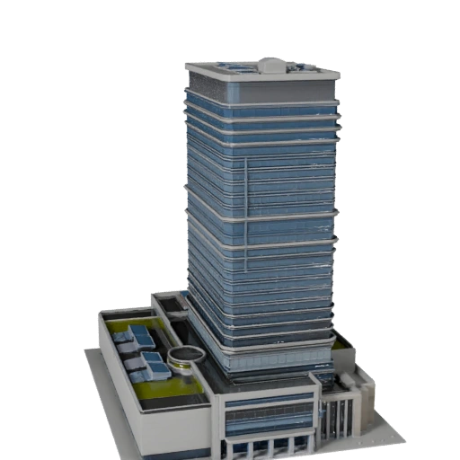 Torre de Distrito Financeiro de Alto Poligonagem 3D Model para Archviz