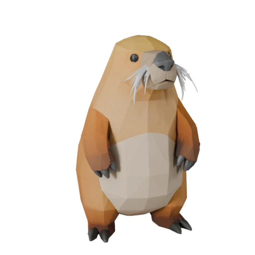 Modelo 3D de Morsa Baixo Poli - Asset de Jogo Unity com FBX | Livre de Royalties
