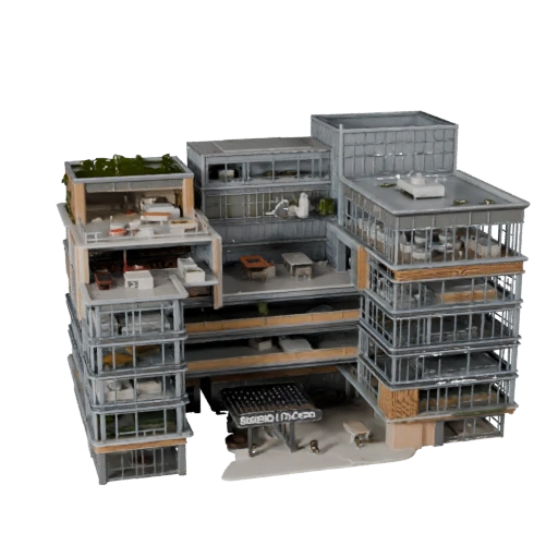 Высокополигональная 3D модель офиса стартап-хаба для рендеров Archviz