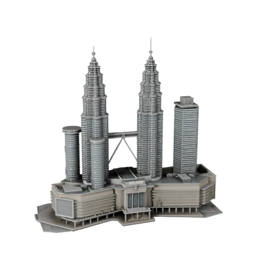 Low Poly Petronas Towers 3D Model for Realtime Game Asset