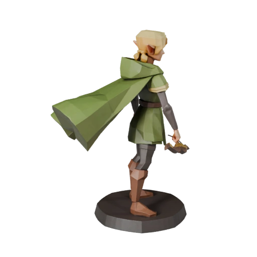 Low Poly Elf Ranger Miniature | Game Engine PBR Asset Pack