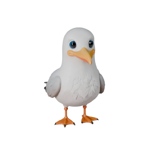 Cartoon Seagull 3D Model - Stylized Asset for Animation | PBR