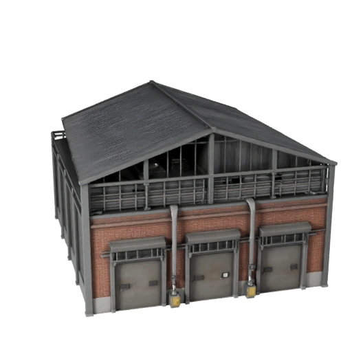 Modelo 3D de Planta de Fabricación Poligonal Baja para Juegos y RV