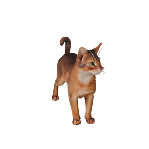 High Poly Abyssinian Cat 3D Model - Detailed STL Asset for Printing