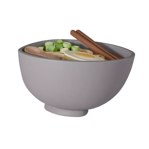 Modelo 3D de Tigela de Ramen para Motores de Jogo Casuais