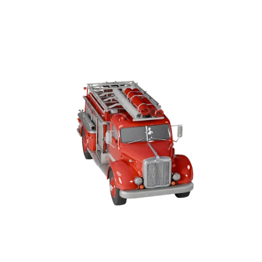 Modelo 3D de Caminhão de Bombeiros Vintage de Alta Poligonagem para Renderizações de Estúdio